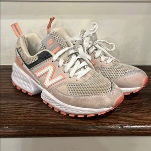 New Balance 574 Pink and Gray Sneakers with Breathable Mesh